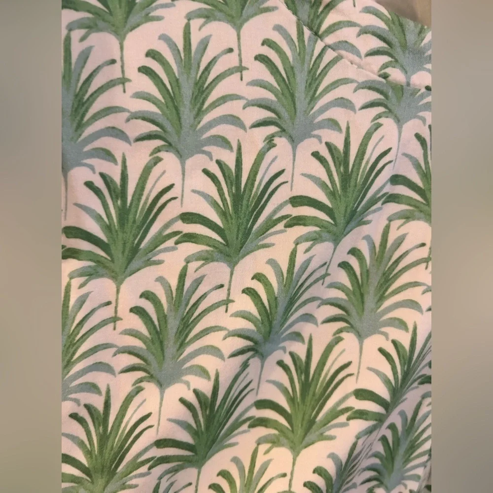 Persifor Green Palm Print flutter sleeve short sleeve Dress